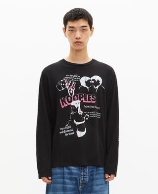 The Kooples H BLACK WASHED long-sleeved t-shirt with black screen printing