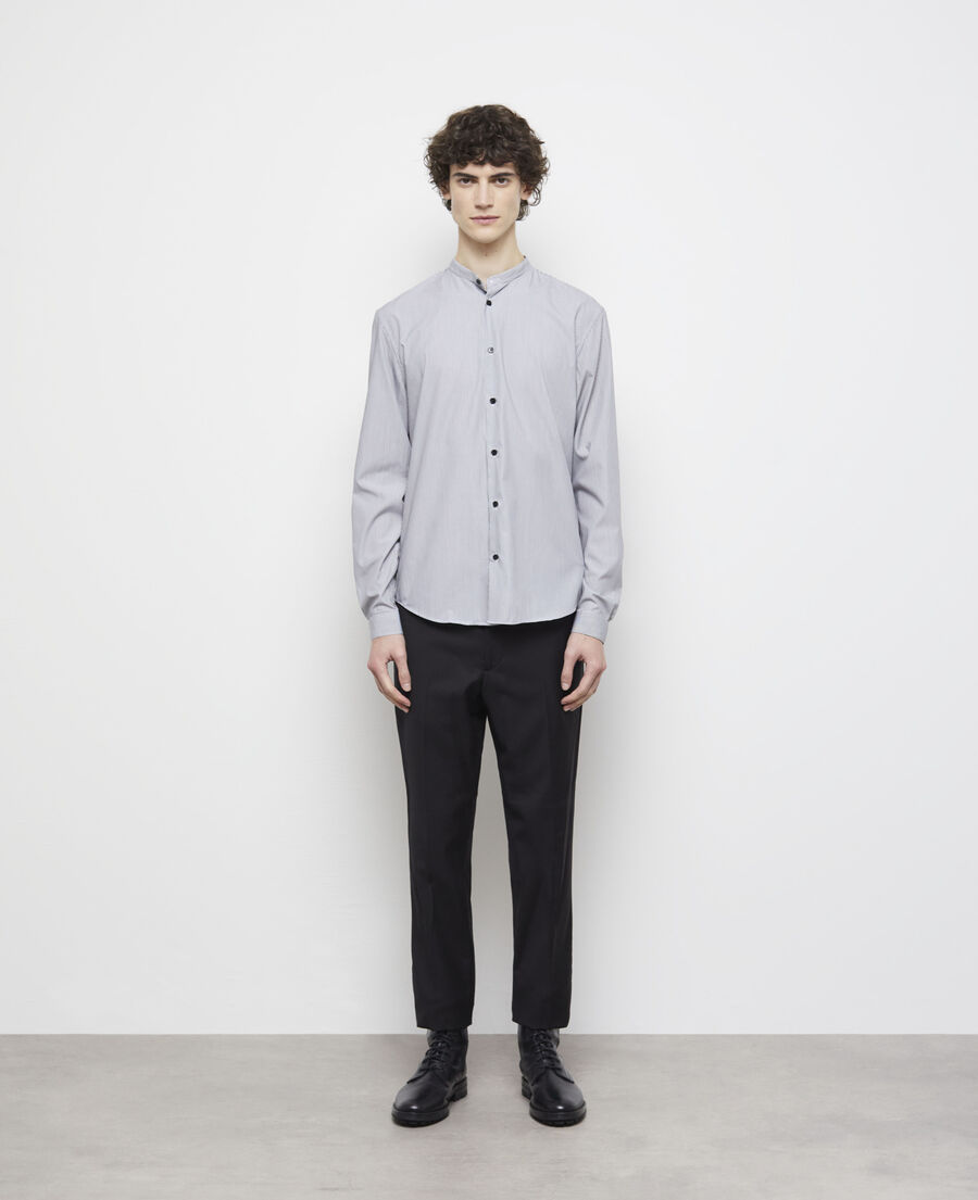 slim-fit striped shirt with officer collar