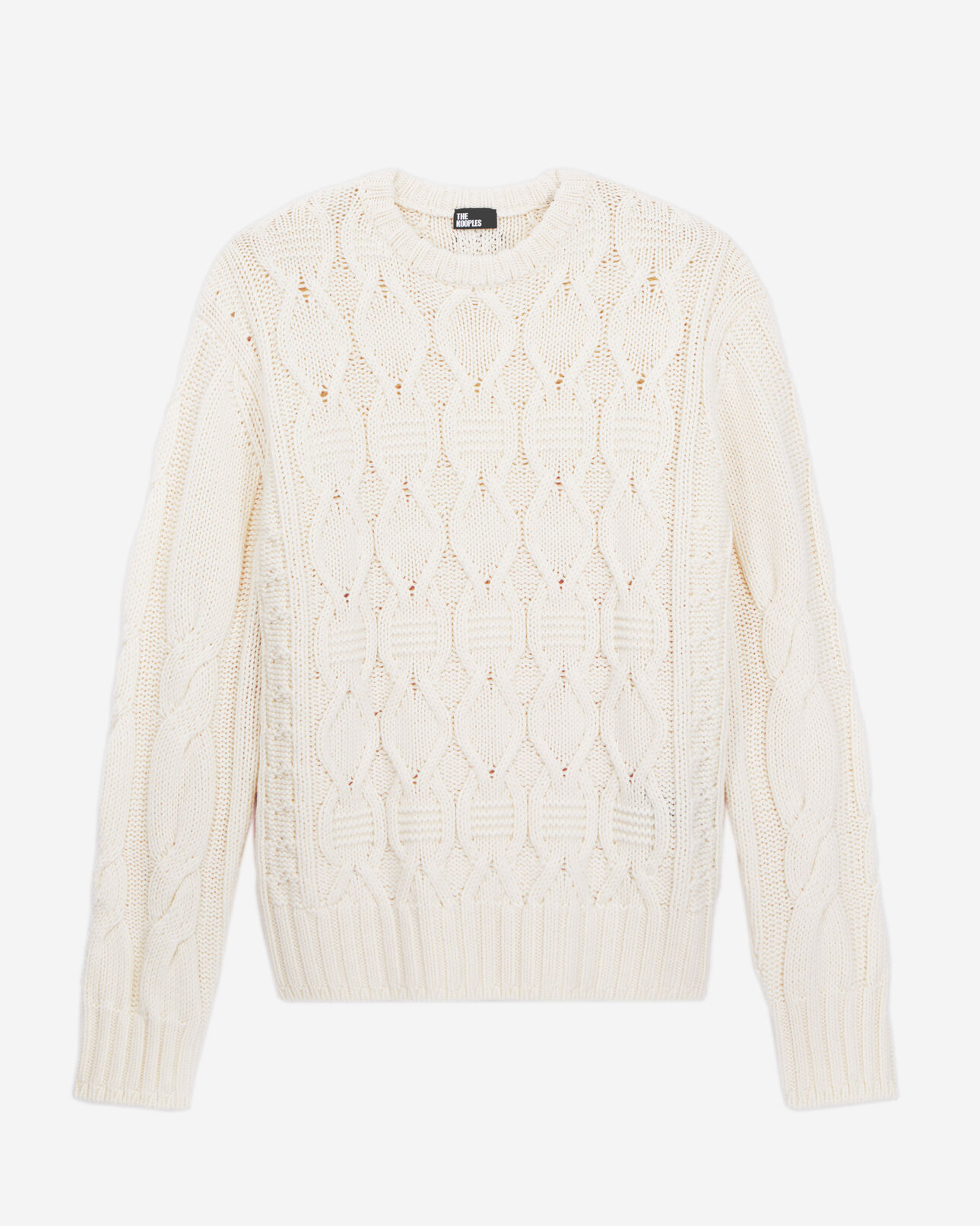 The Kooples HERREN ECRU ecrufarbener wollpullover mit zopfmuster