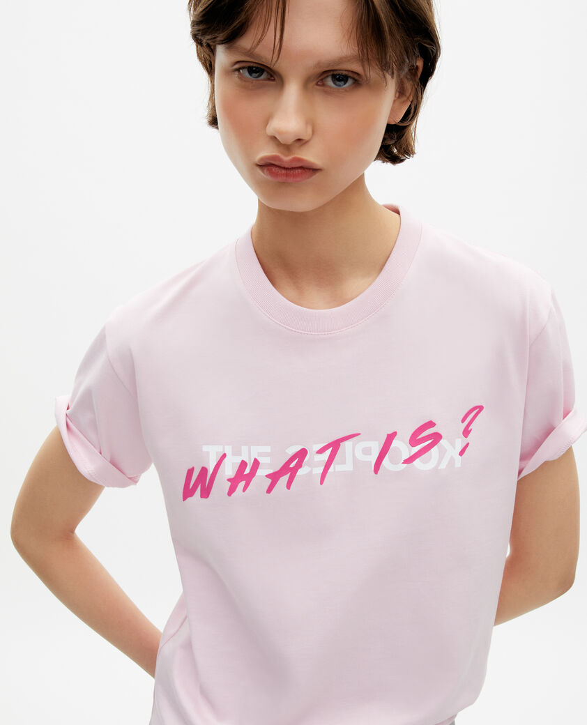 The Kooples DAMEN PALE PINK rosa t-shirt mit what is-schriftzug