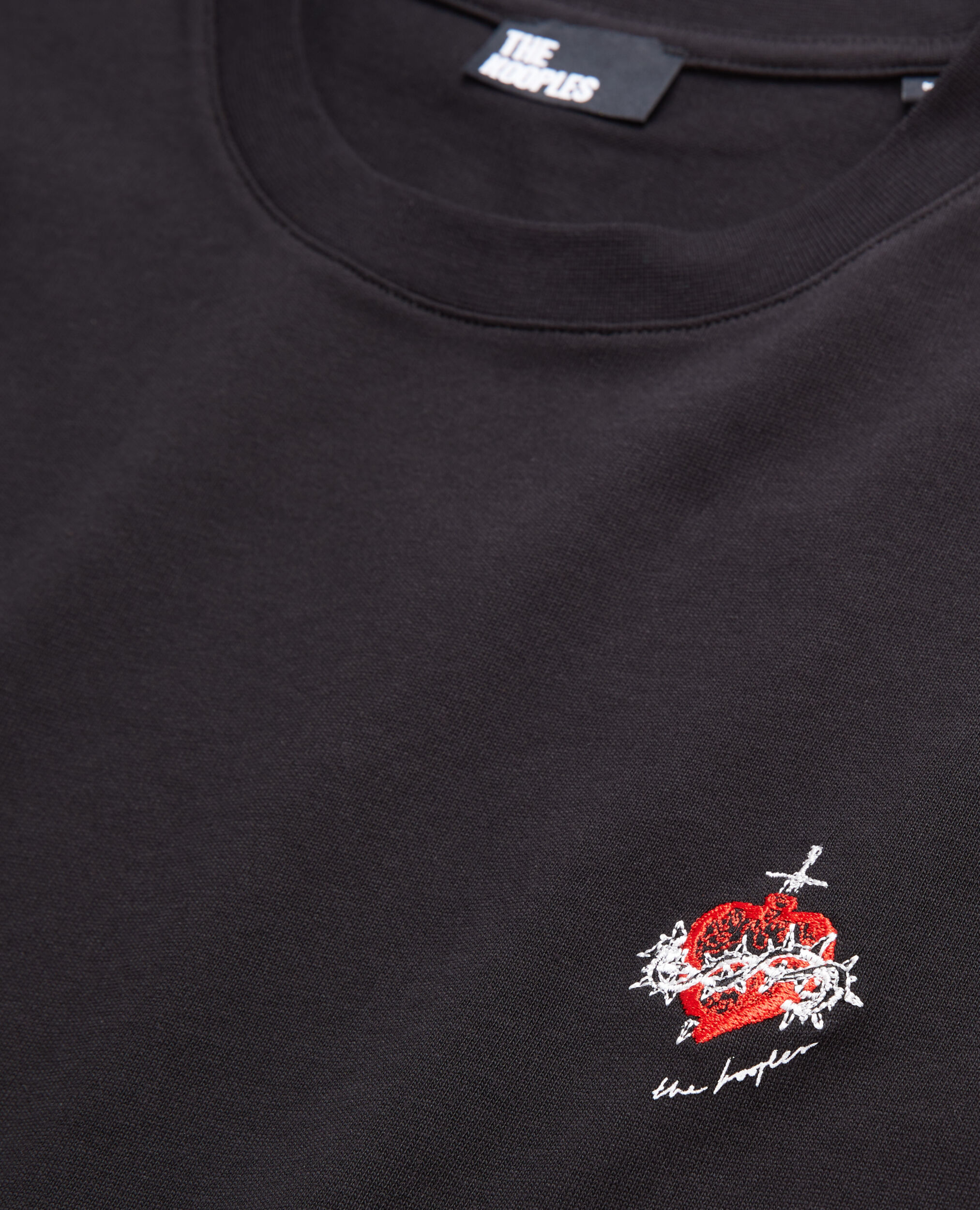 T-shirt Homme noir avec broderie Dagger through heart, BLACK, hi-res image number null
