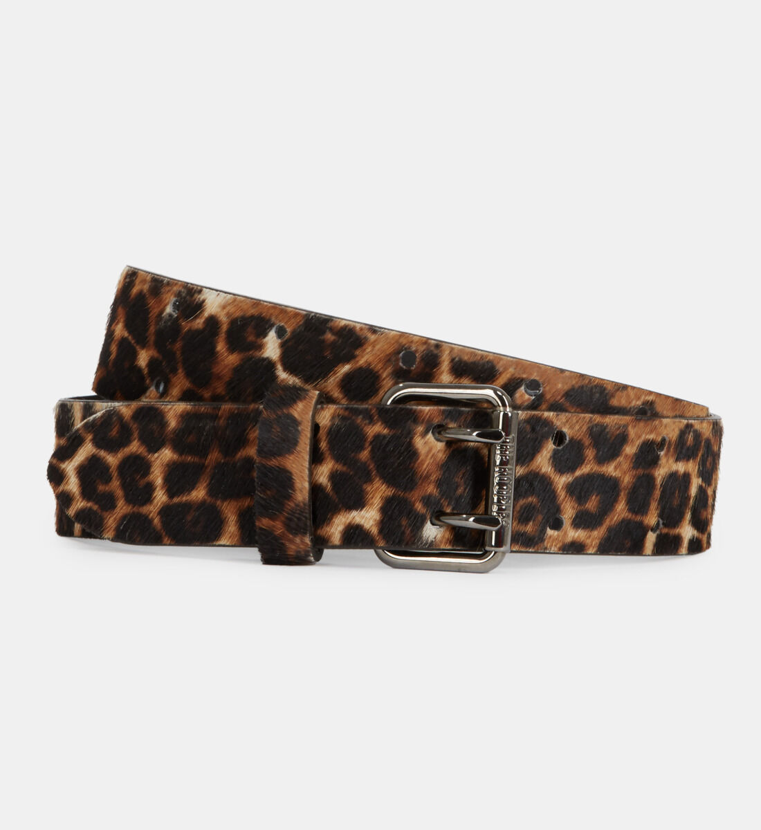 Leopard print leather belt