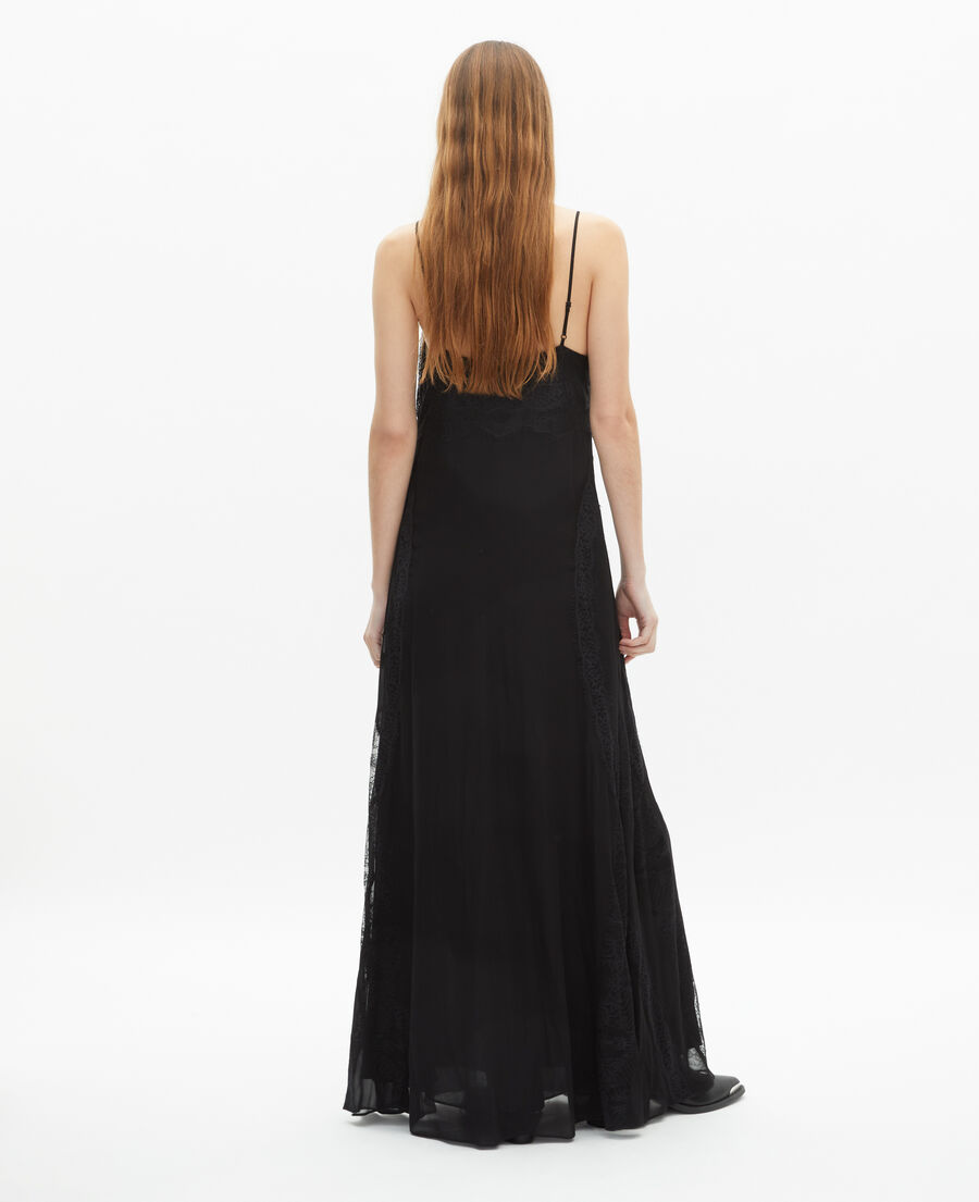 The Kooples WOMEN BLACK long dress with black lace