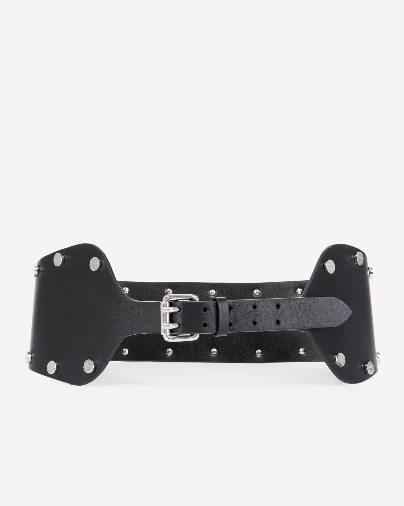 The Kooples DAMEN BLACK schwarzer, breiter gürtel aus leder