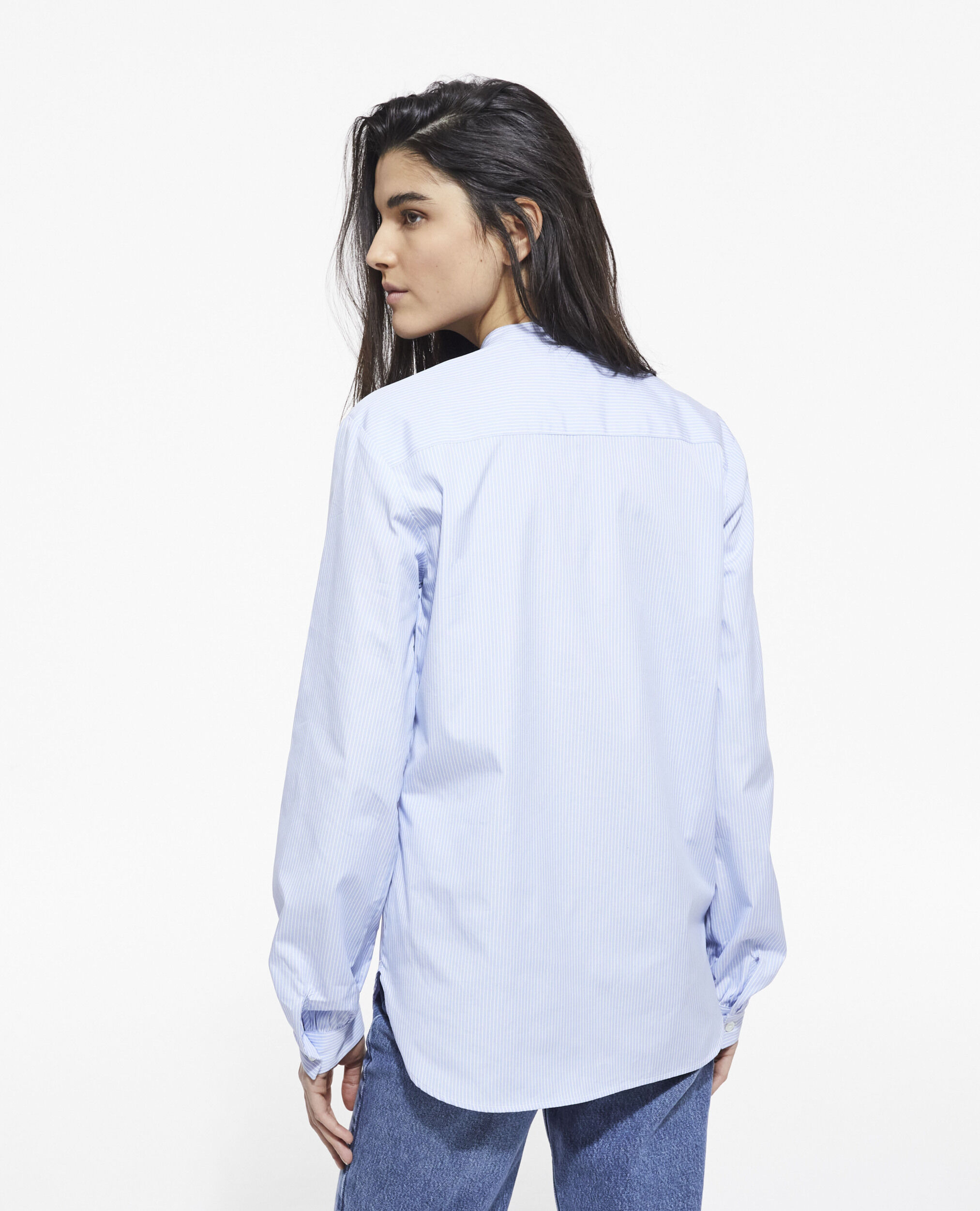 Blue shirt with Mao-neck