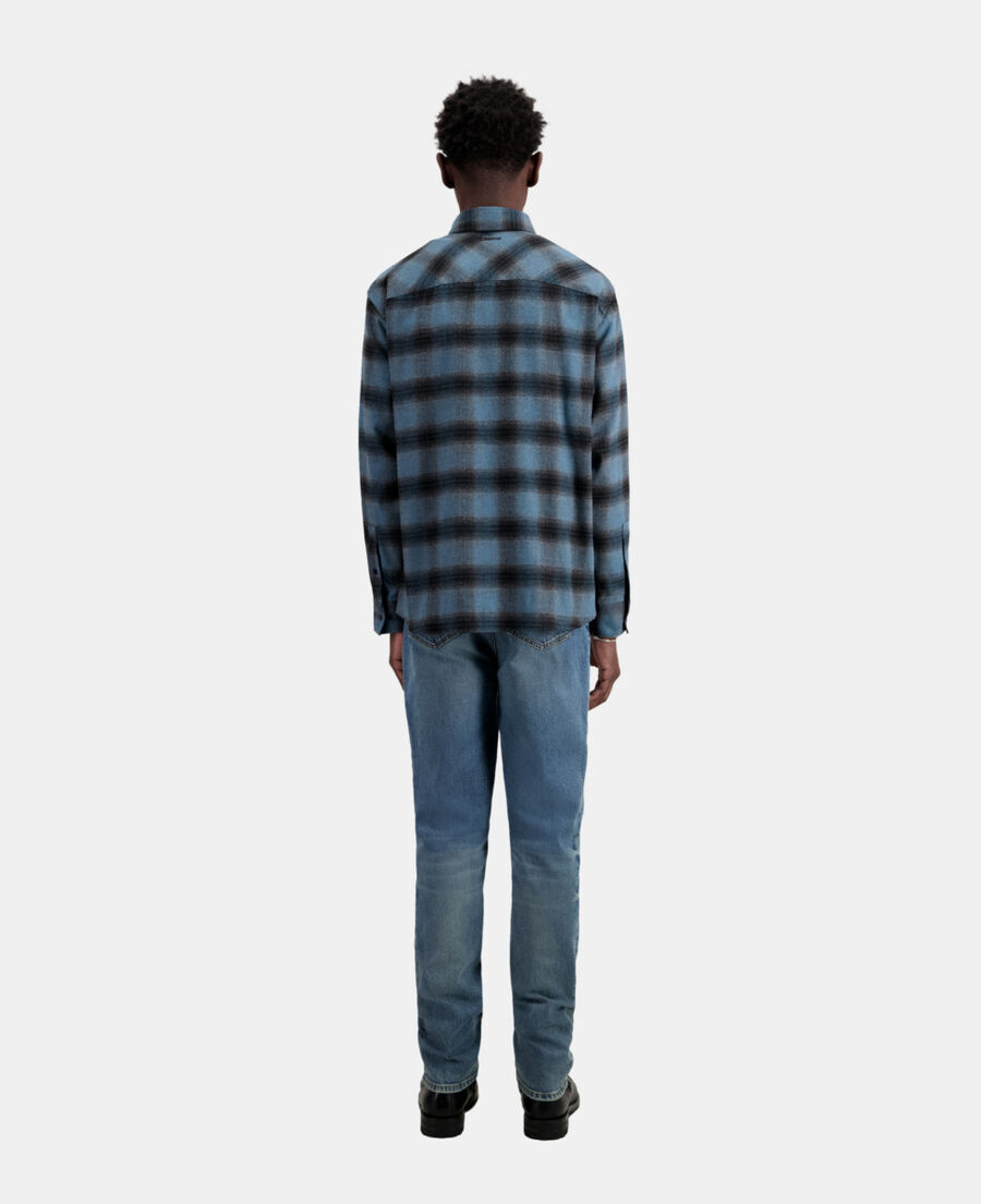 blue checkered shirt