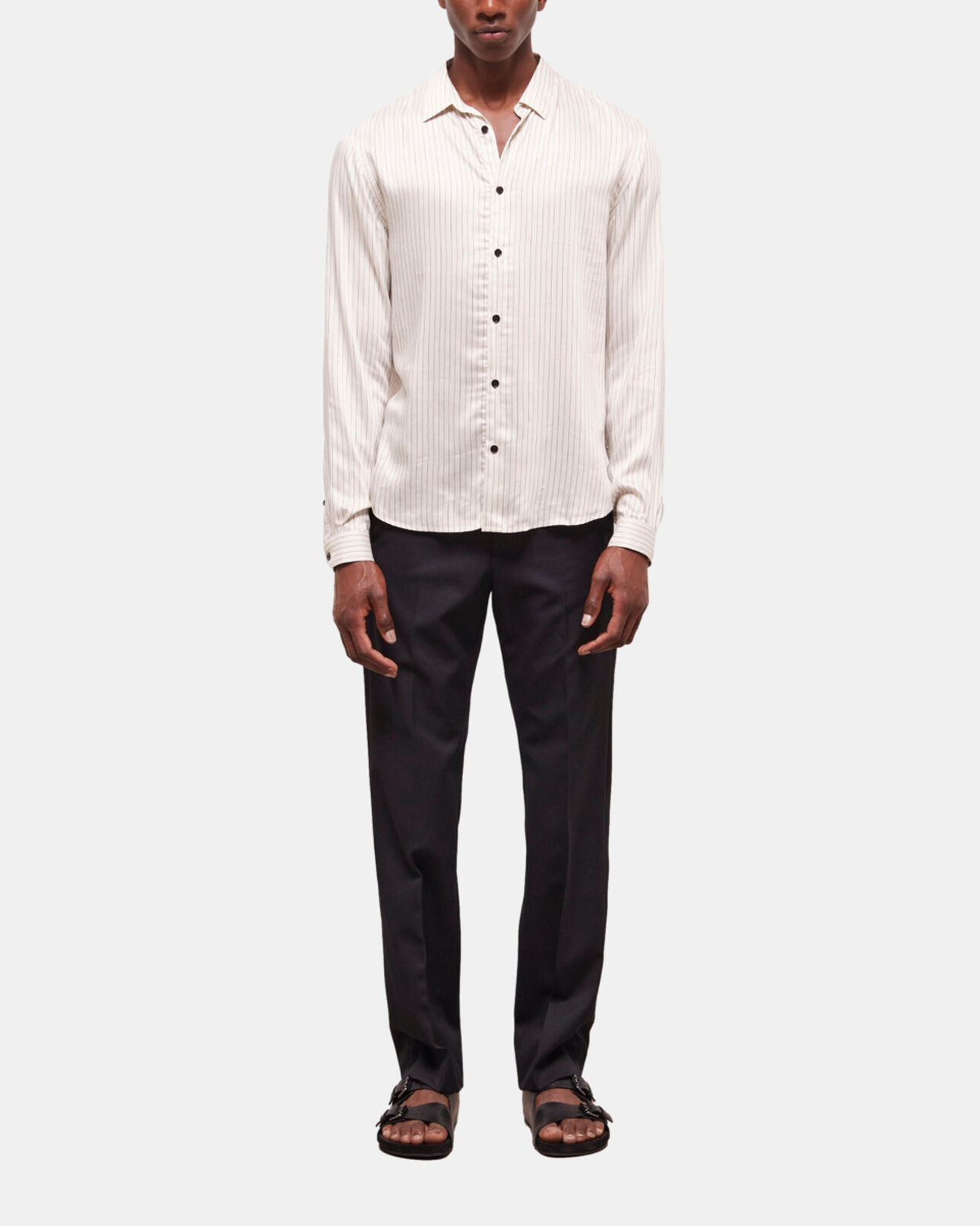The Kooples HOMBRE OFF WHITE camisa slim rayas blanco crudo con cuello clásico
