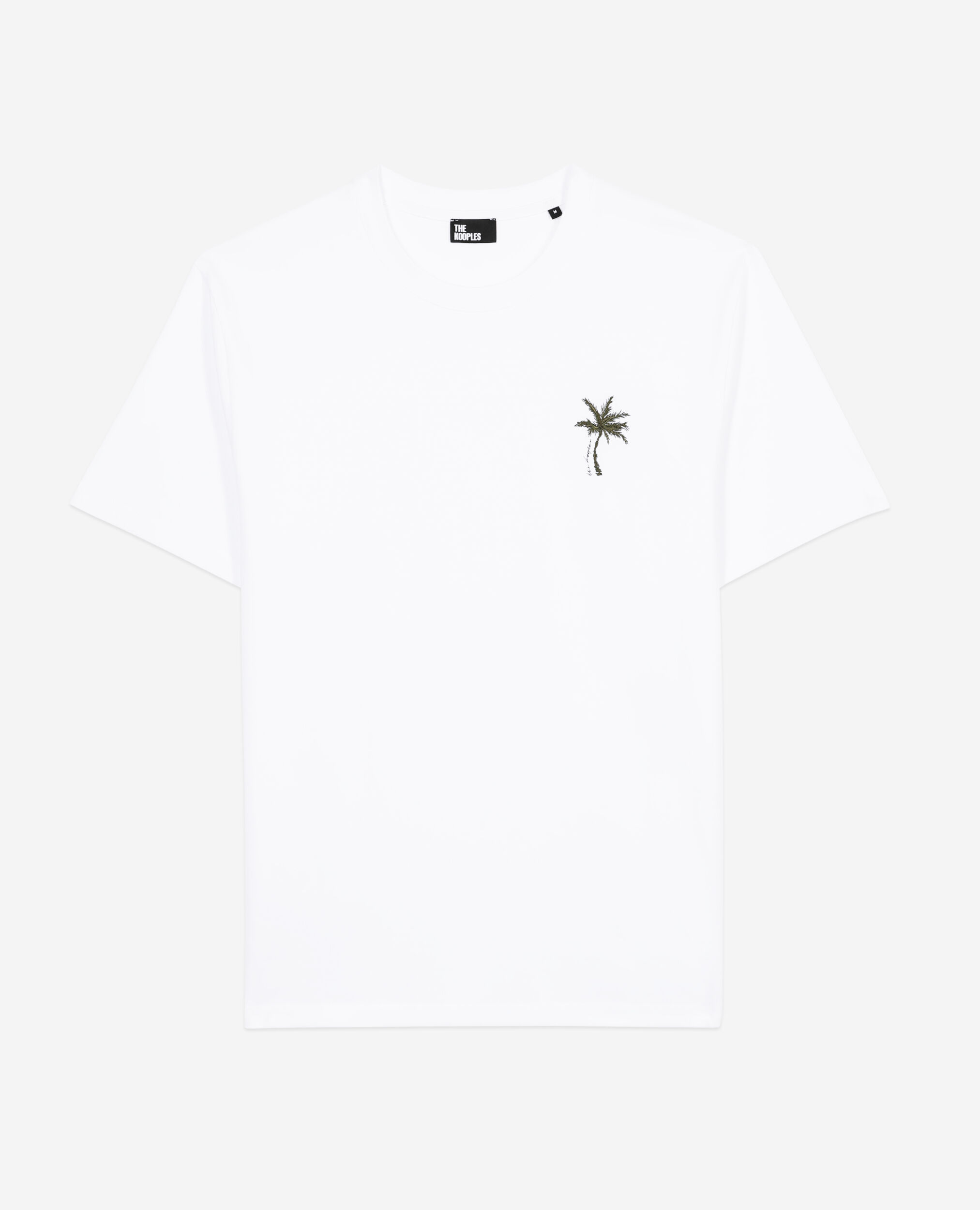 White t-shirt with Palm tree embroidery, WHITE, hi-res image number null