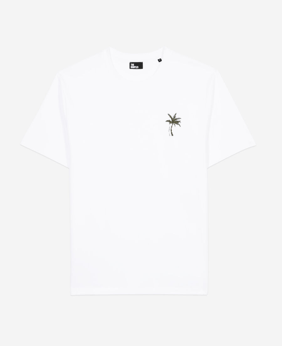 t-shirt blanc avec broderie palm tree