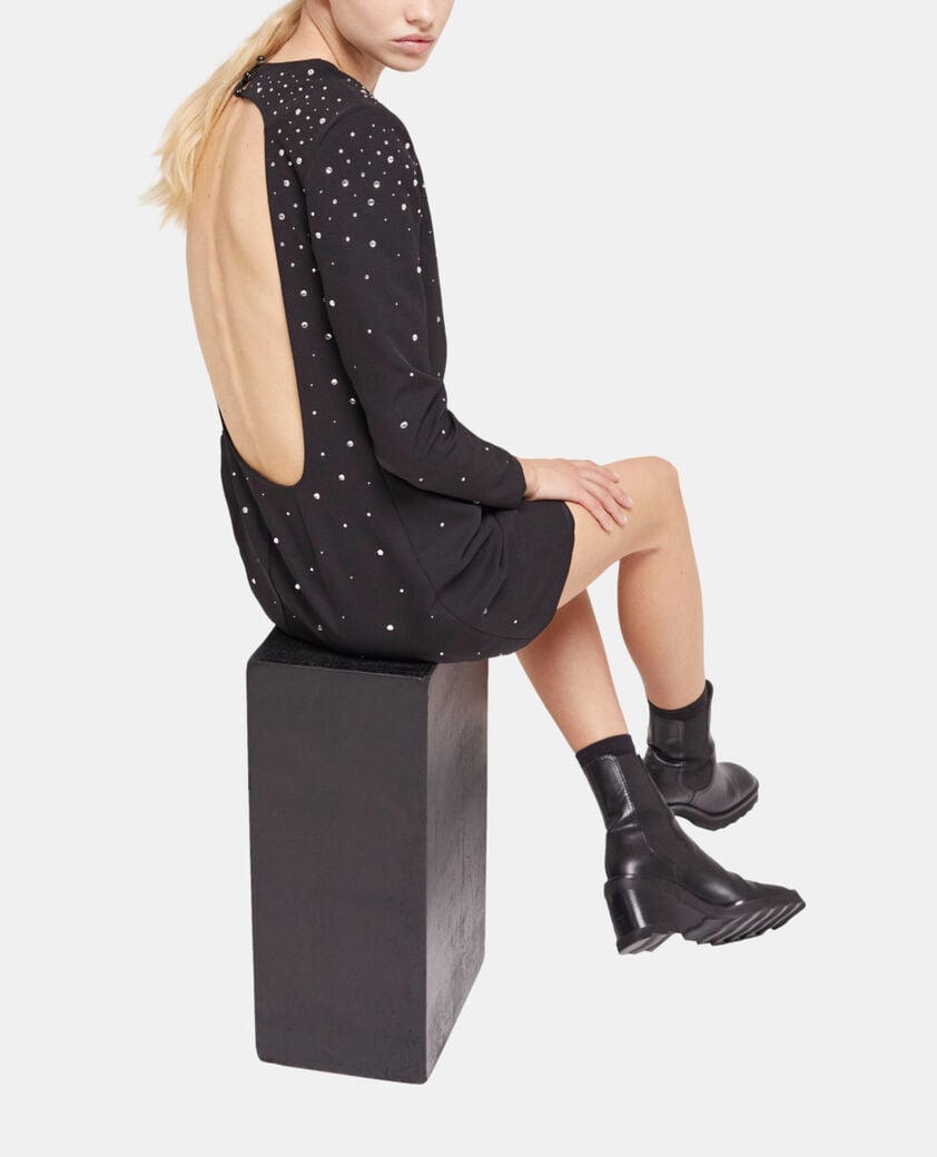 The Kooples FEMME BLACK robe courte détails strass noire