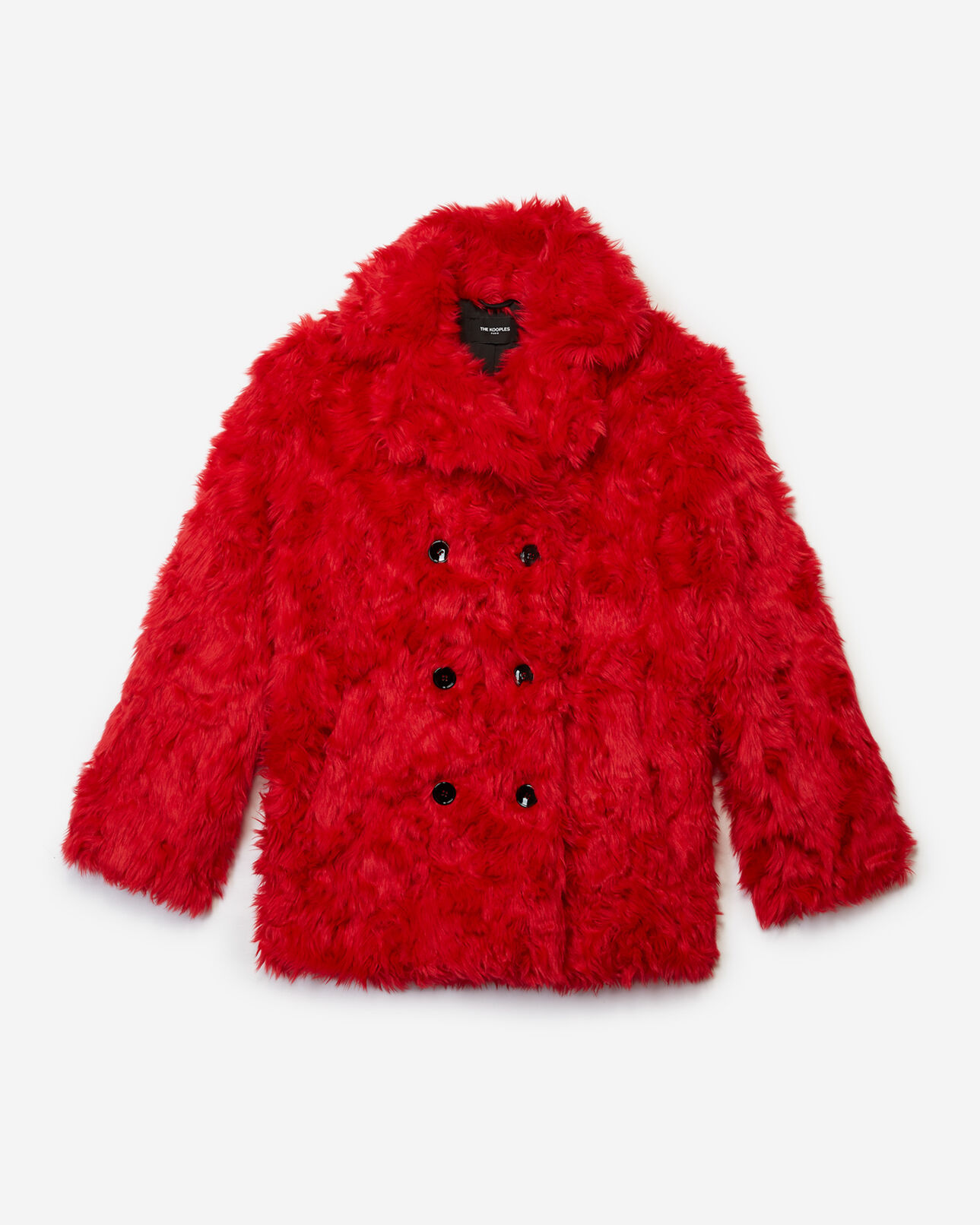 The Kooples WOMEN RED patterned red faux fur coat