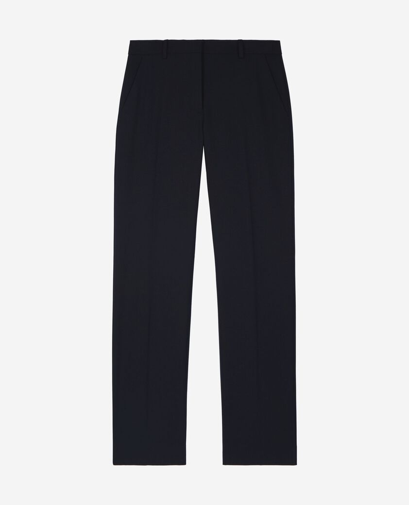 The Kooples FEMME DARK NAVY pantalon tailleur droit en laine m&eacute;lang&eacute;e marine