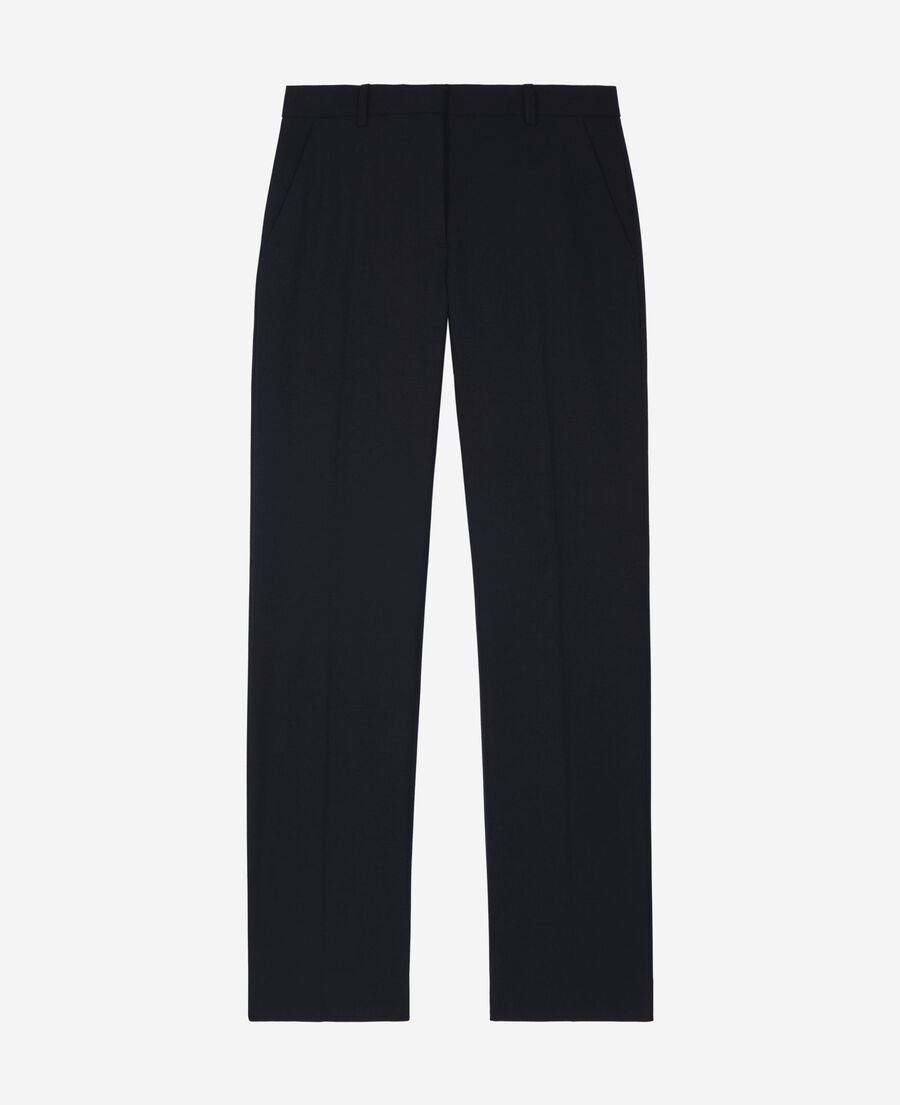 The Kooples FEMME DARK NAVY pantalon tailleur droit en laine m&eacute;lang&eacute;e marine