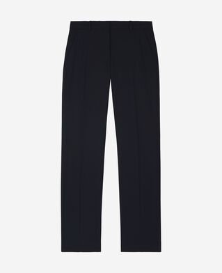 The Kooples FEMME DARK NAVY pantalon tailleur droit en laine m&eacute;lang&eacute;e marine