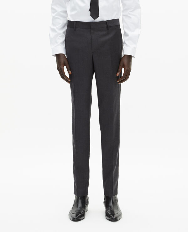 The Kooples HOMME GREY pantalon de costume en laine ajusté gris