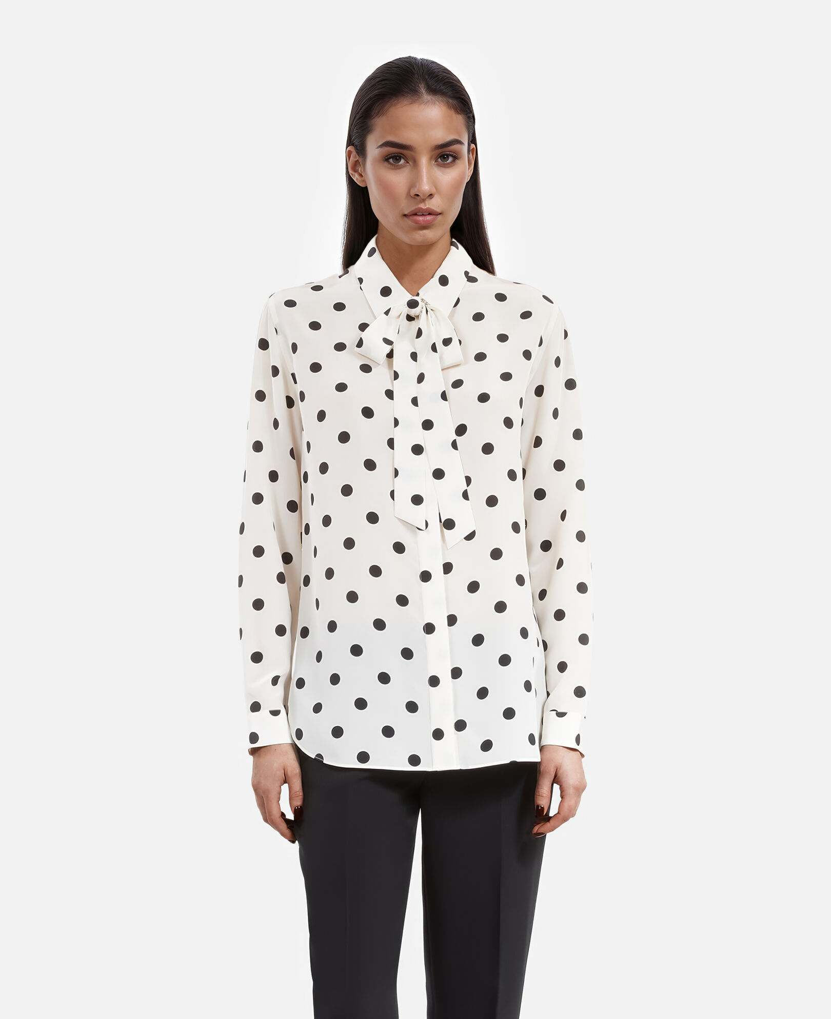 The Kooples WOMEN WHITE / BLACK white polka dot silk shirt