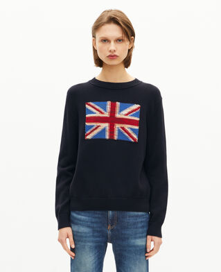 The Kooples WOMEN NAVY navy cotton english flag sweater