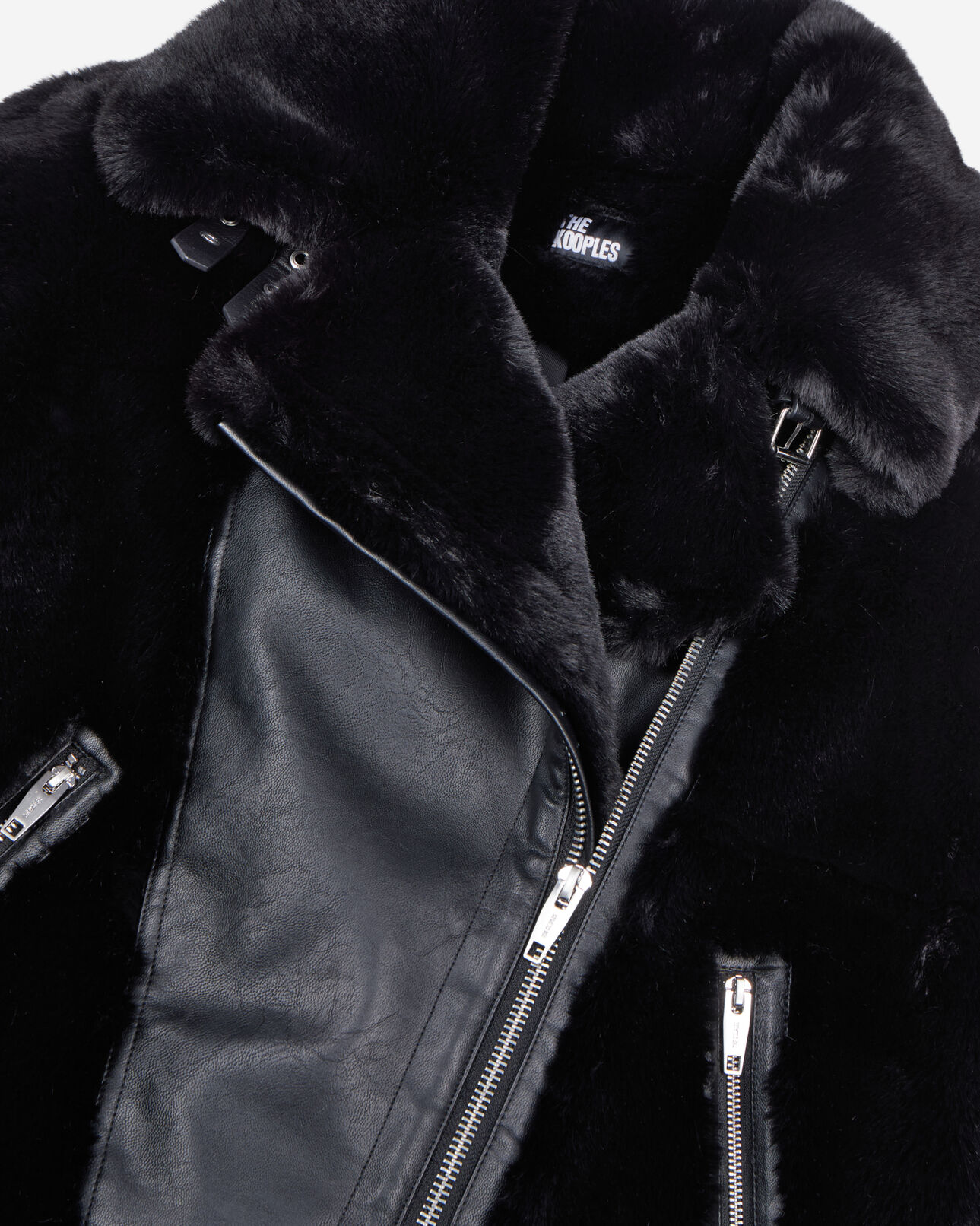 The Kooples WOMEN BLACK black fur-effect aviator jacket