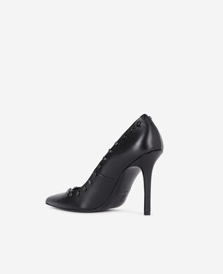 The Kooples F BLACK black leather studded heeled pumps