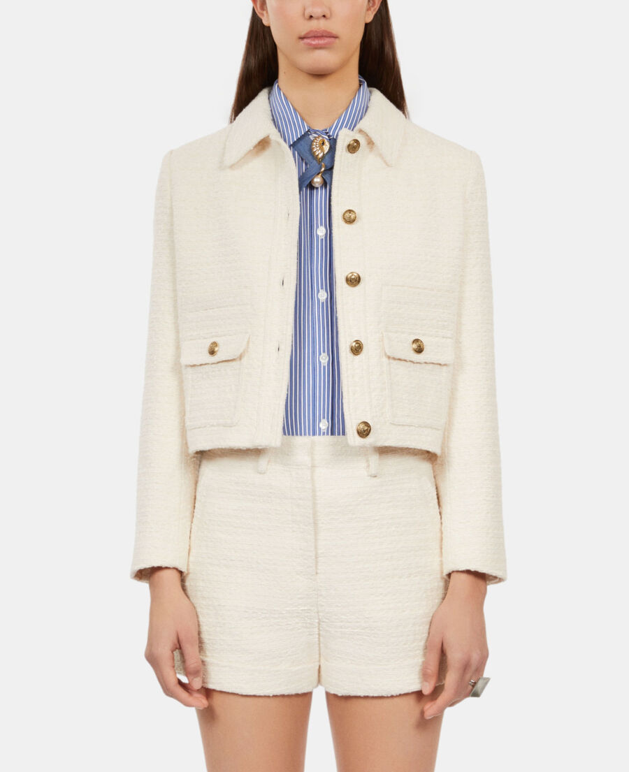 The Kooples F ECRU ecru tweed jacket