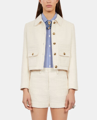 The Kooples F ECRU ecru tweed jacket