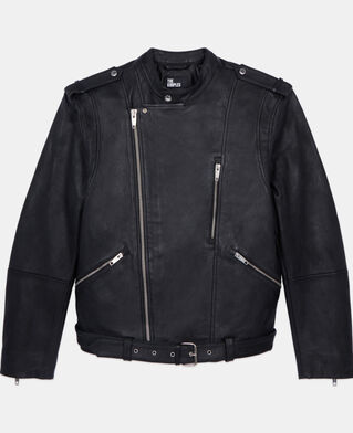 The Kooples HOMME BLACK blouson biker en cuir noir
