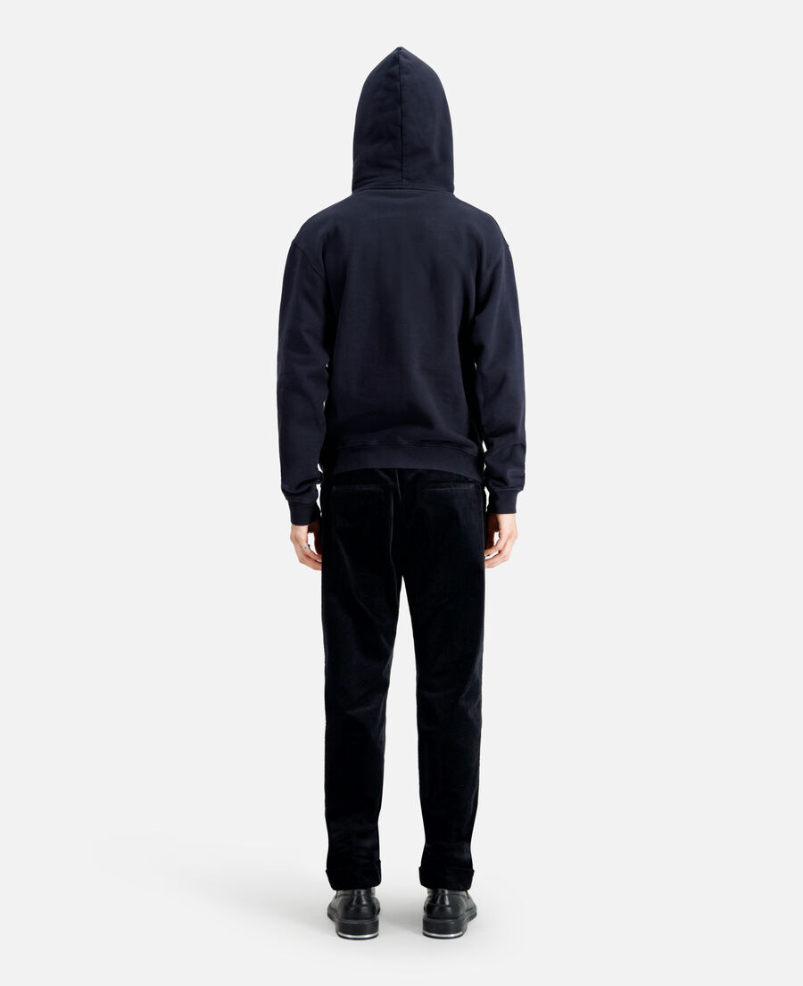 sweat à capuche noir coton logo imprimé