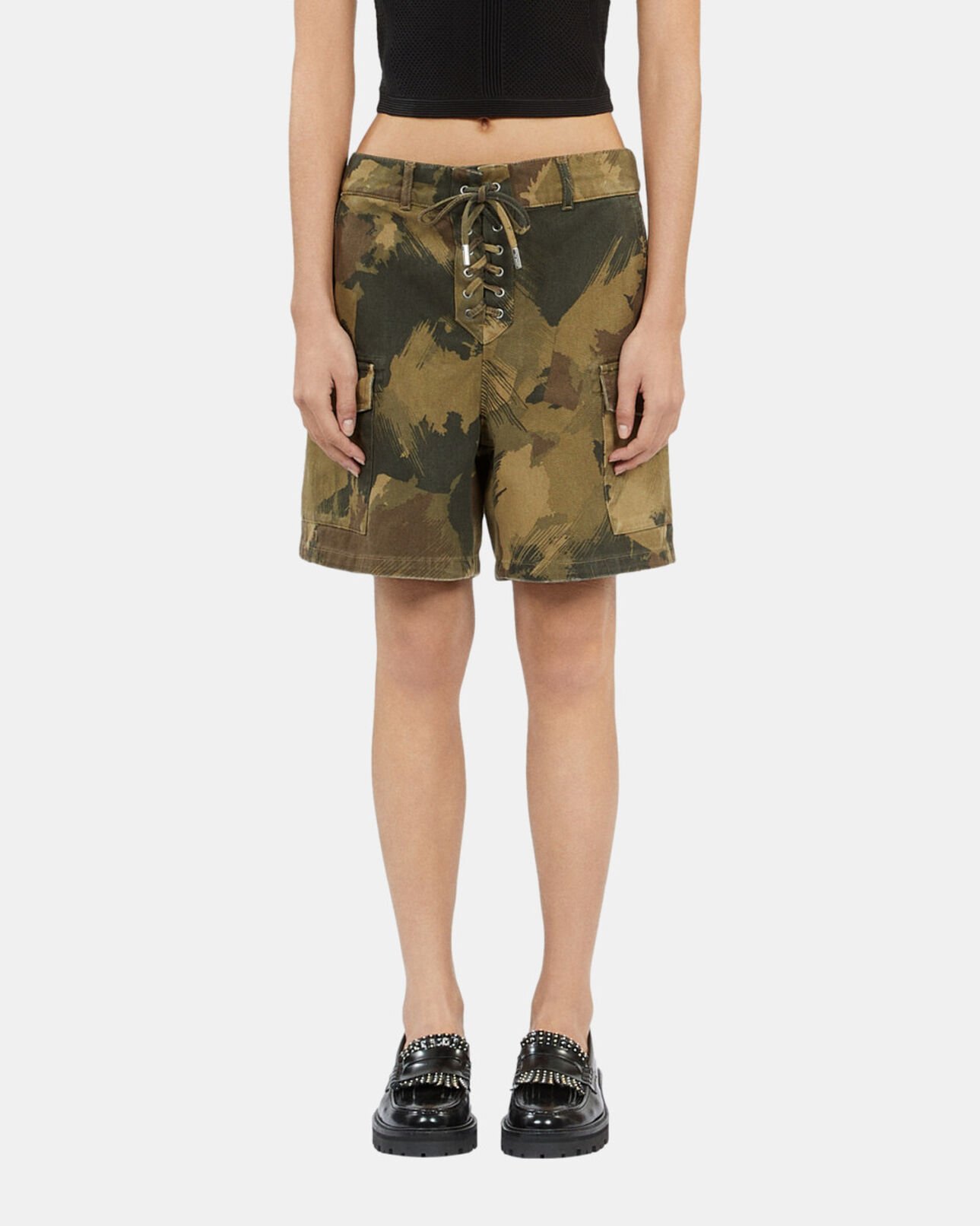 The Kooples WOMEN CAMOUFLAGE camouflage denim shorts