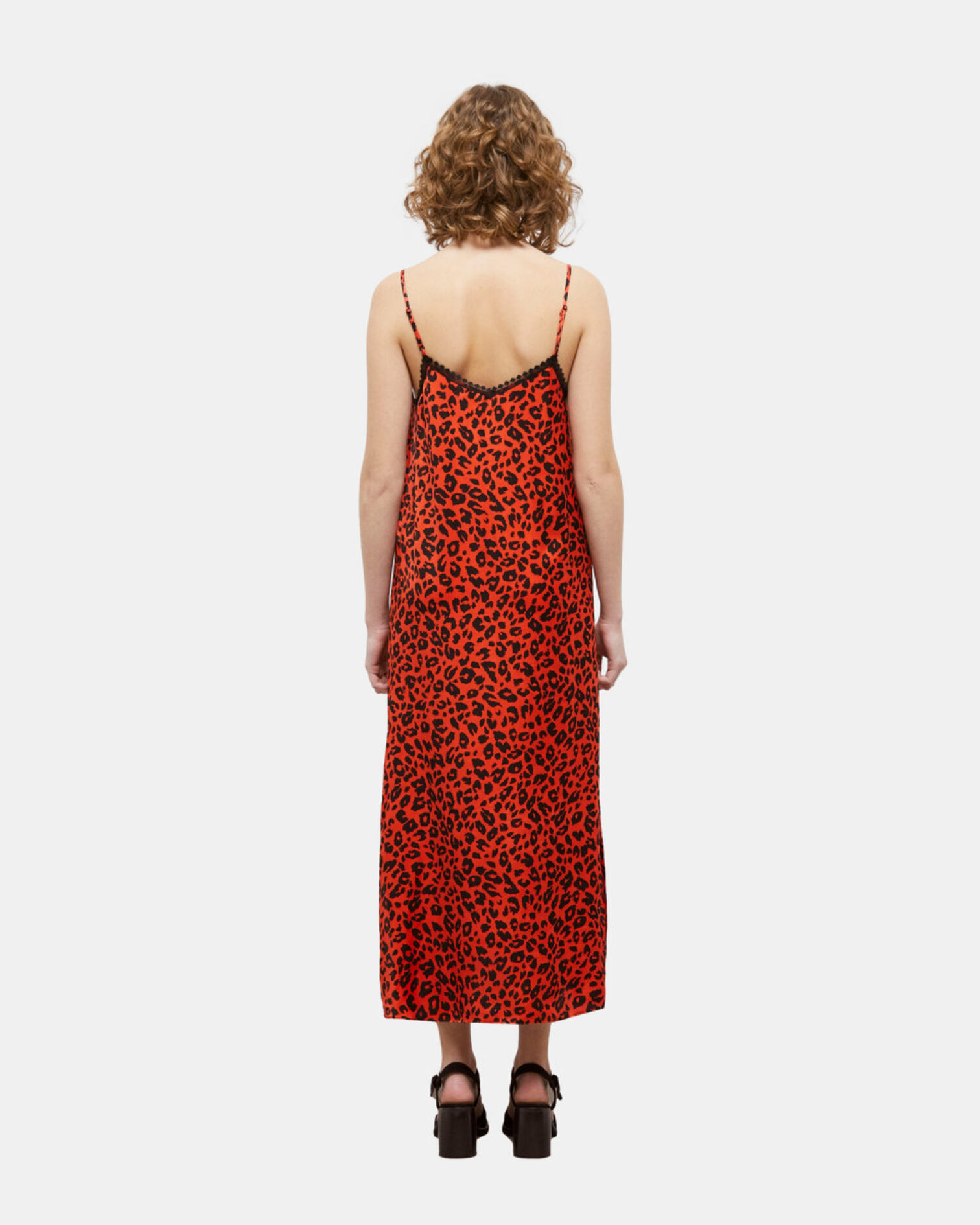 Long leopard print babydoll dress, ORANGE - BLACK, hi-res image number null