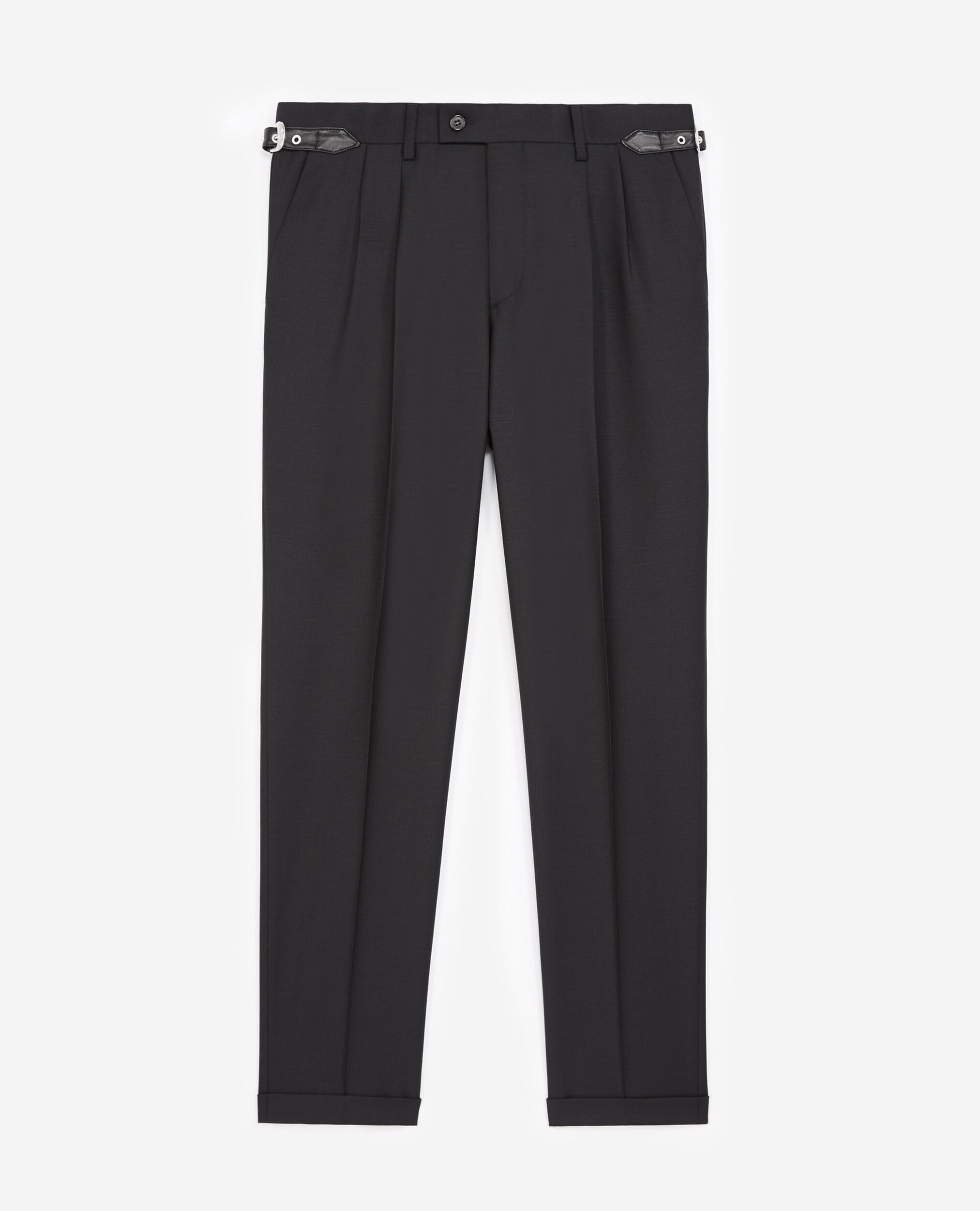 Black wool pants with western belt, BLACK, hi-res image number null
