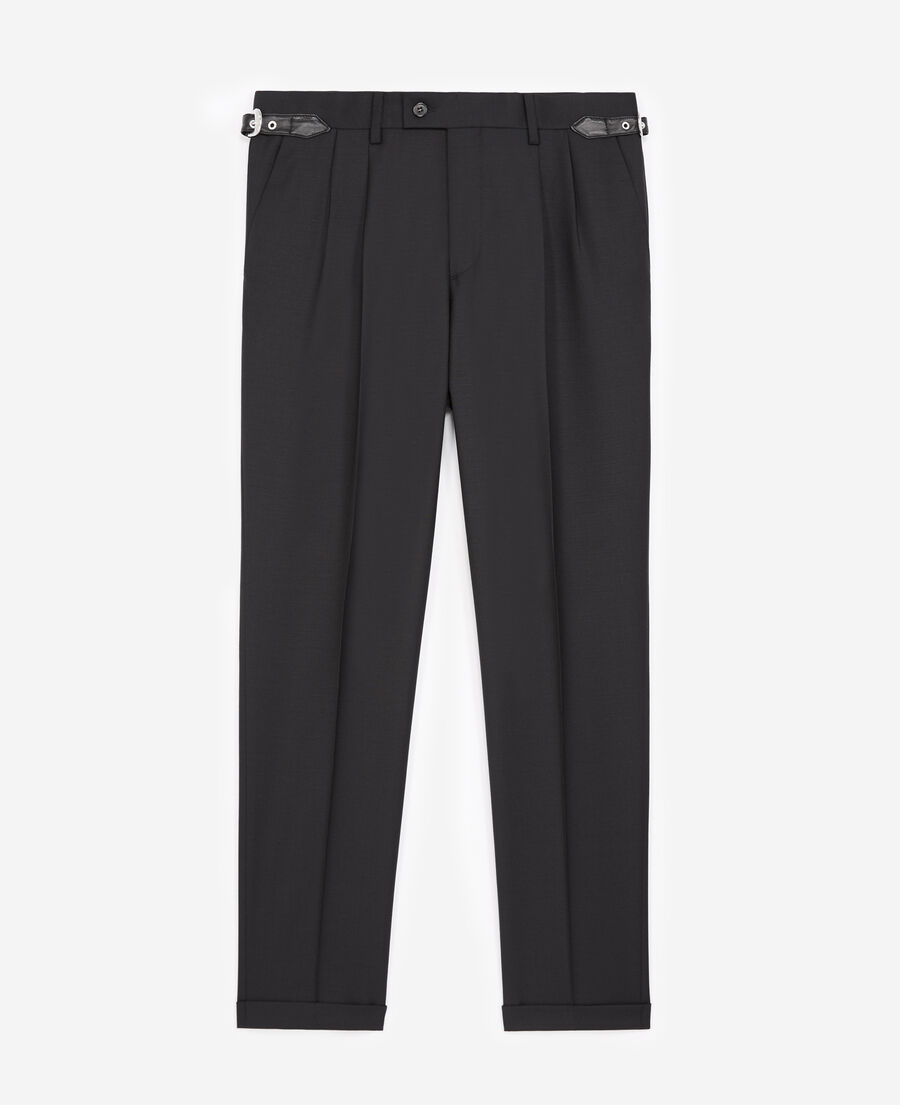 black wool trousers with western belt