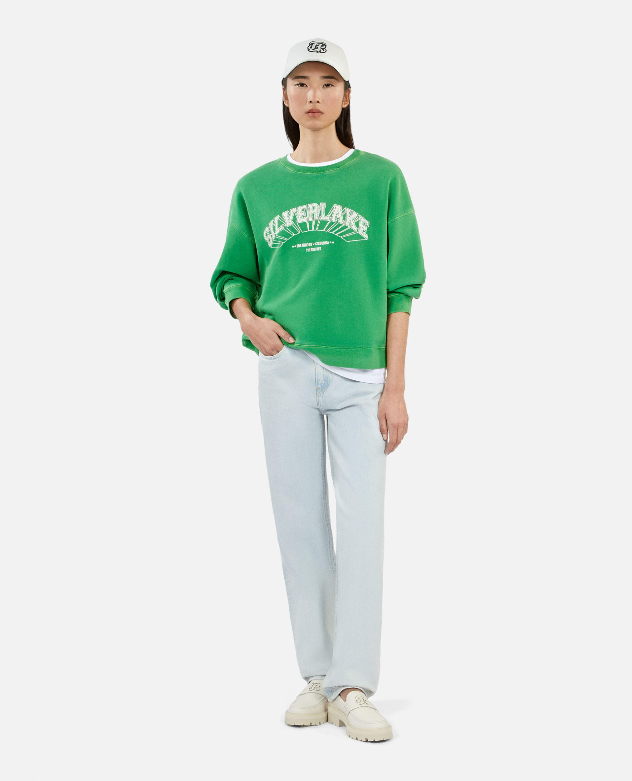 Grünes Sweatshirt mit Silverlake-Siebdruck, GREEN, hi-res image number null
