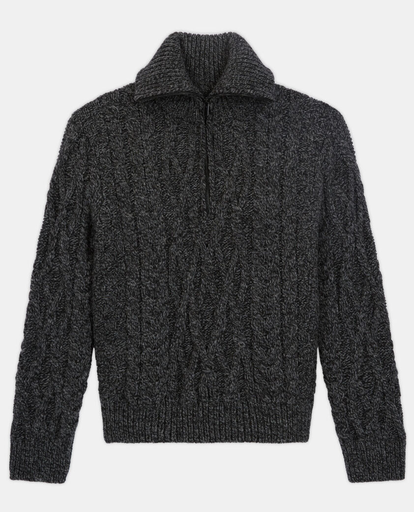 The Kooples H BLACK DARK GREY gray wool roll neck sweater