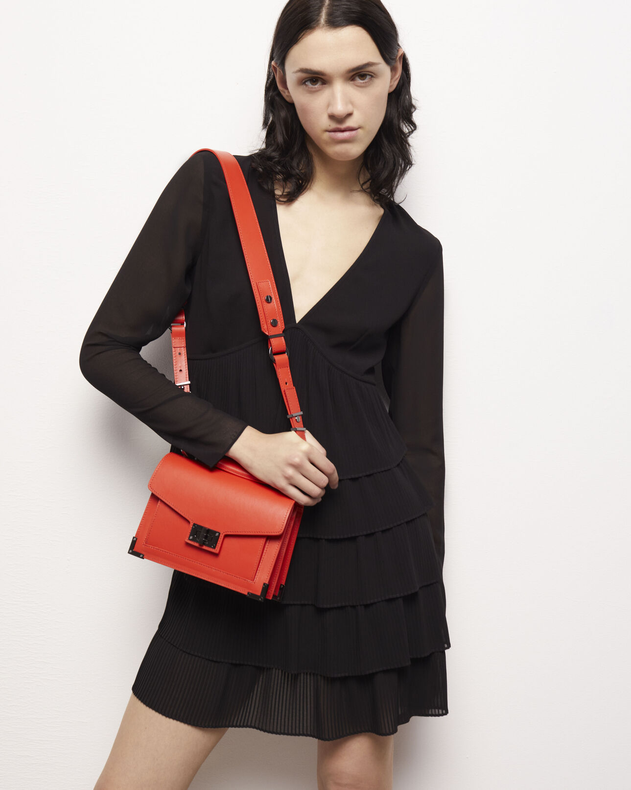 The Kooples WOMEN MANDARINE emily small orange leather bag
