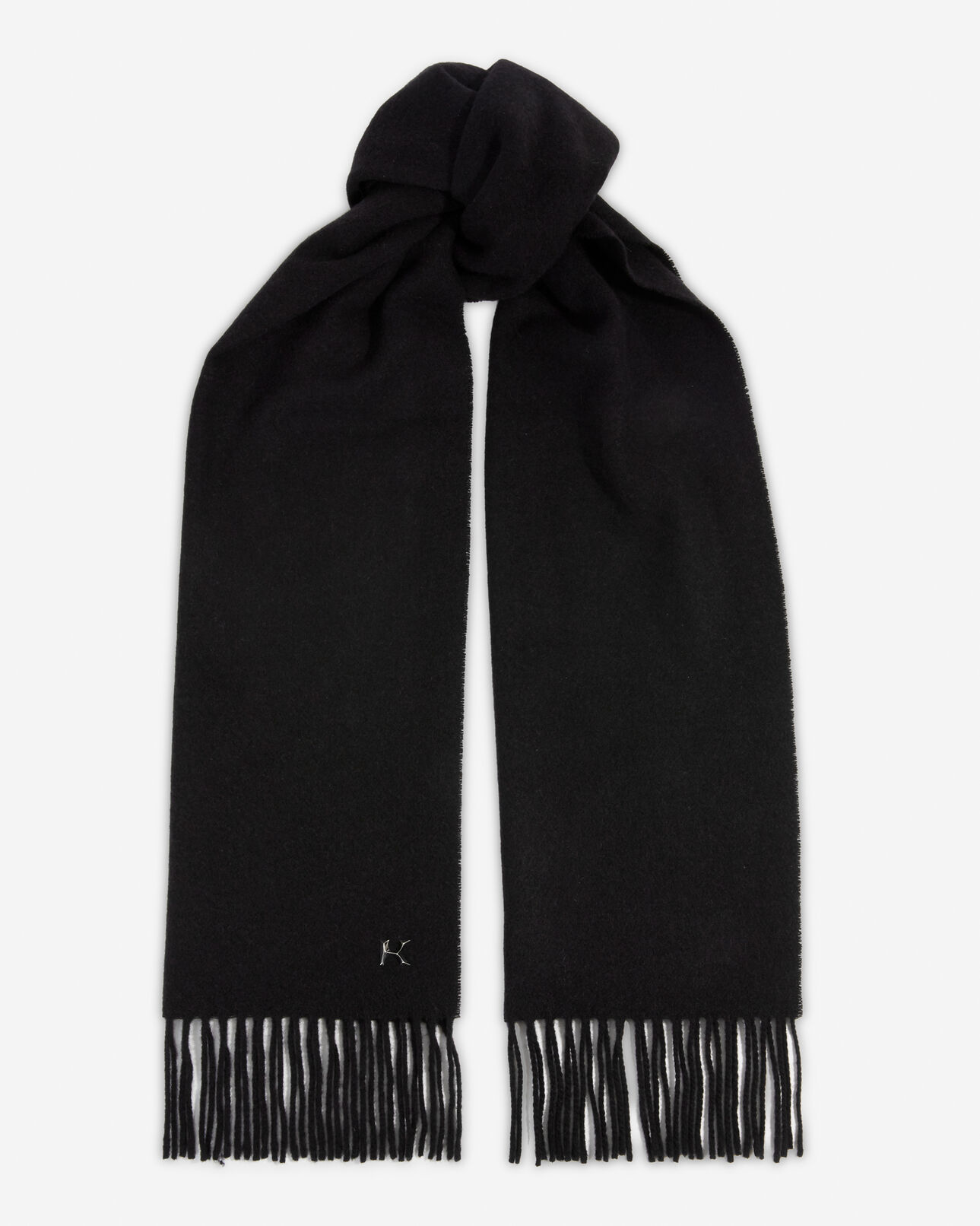 The Kooples HOMME BLACK écharpe laine cachemire noire monogramme