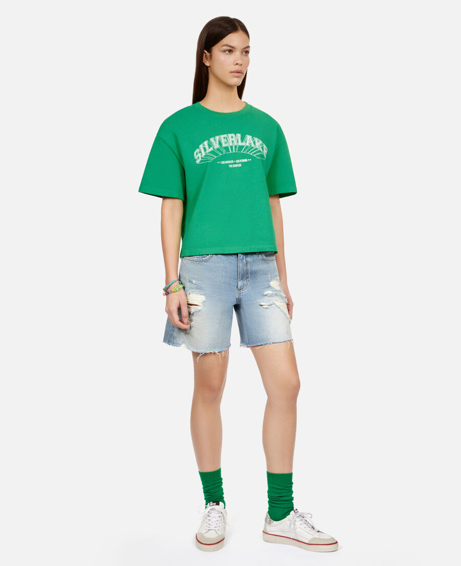 t-shirt vert clair avec sérigraphie silverlake