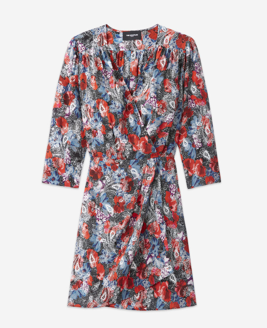 robe courte en soie à imprimé fleuri