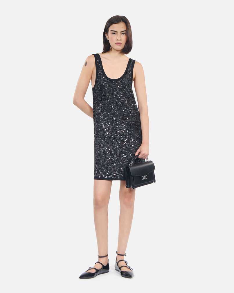 The Kooples WOMEN BLACK black sequin knit short dress