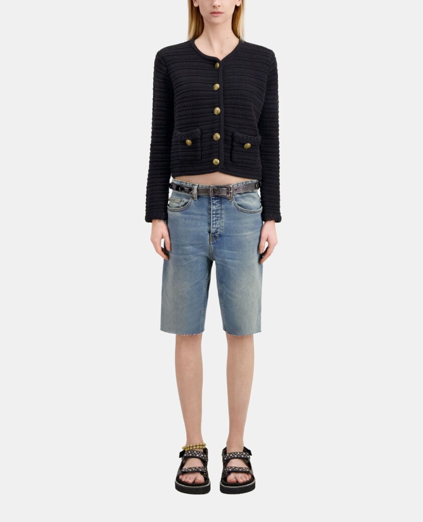The Kooples FEMME BLACK cardigan en maille torsadée noir