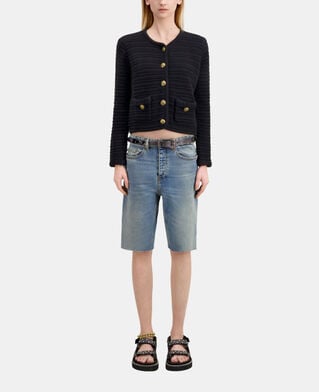 The Kooples FEMME BLACK cardigan en maille torsadée noir