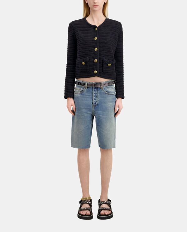 The Kooples FEMME BLACK cardigan en maille torsadée noir