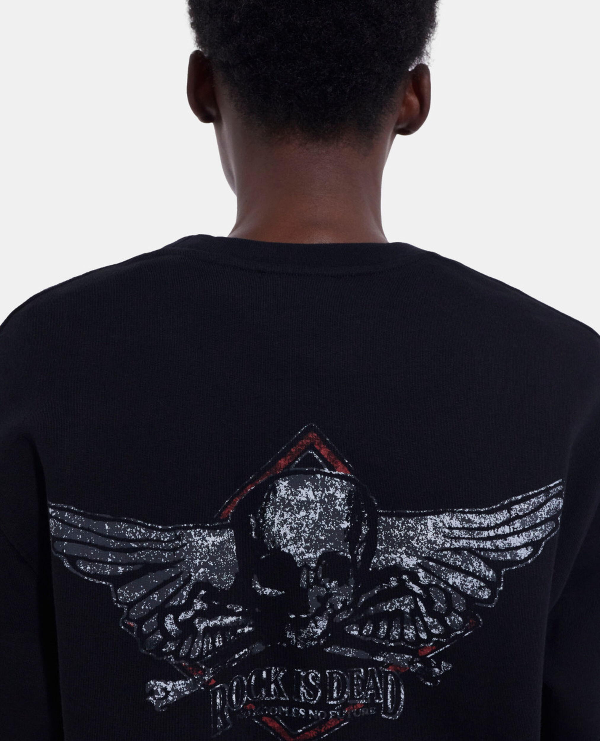 Black sweatshirt with screen print, BLACK WASHED, hi-res image number null