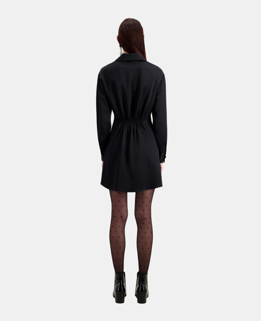 The Kooples DAMEN BLACK schwarzes kurzes kleid mit drapierung