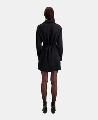 The Kooples DAMEN BLACK schwarzes kurzes kleid mit drapierung