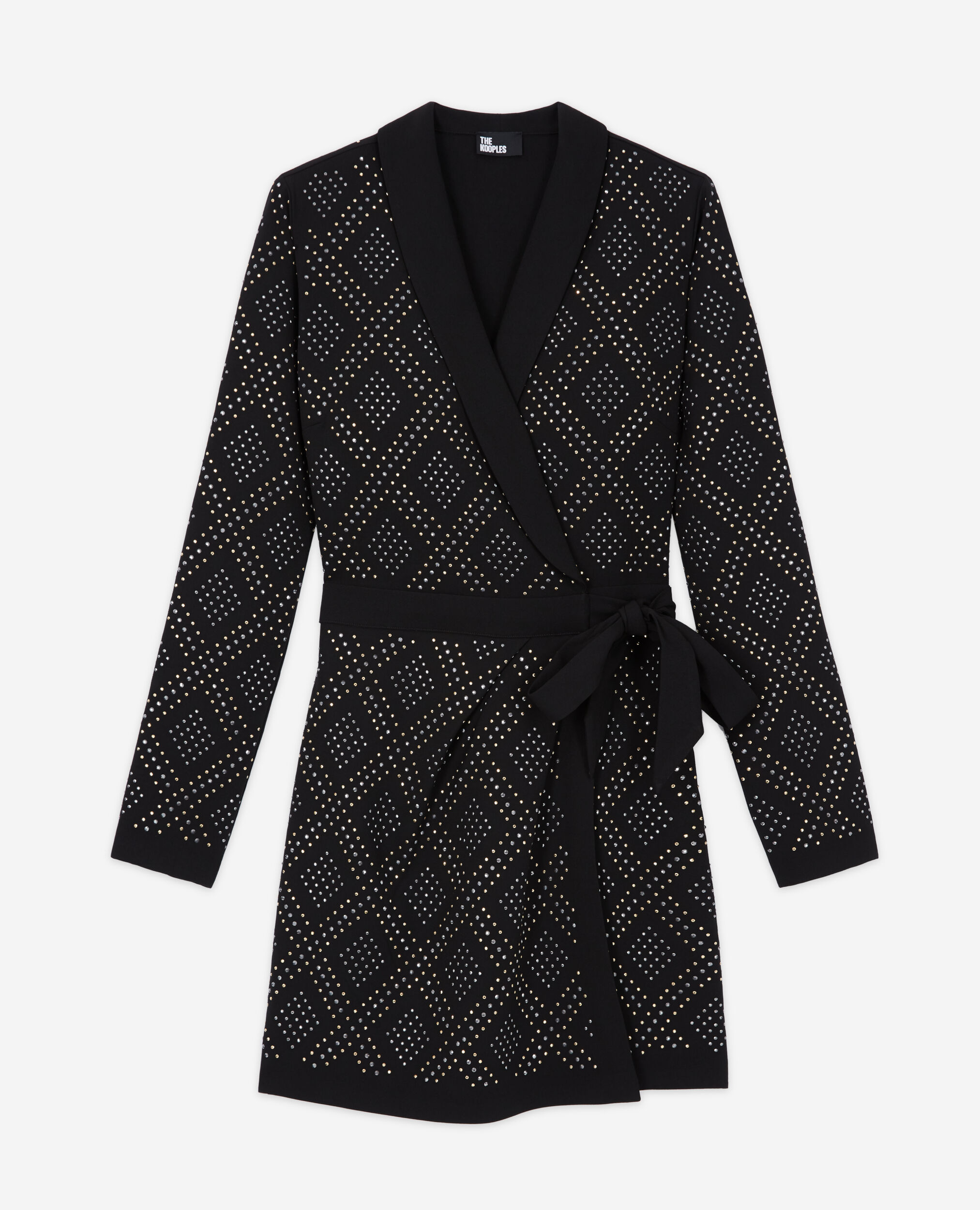 Short black wrap dress, BLACK, hi-res image number null