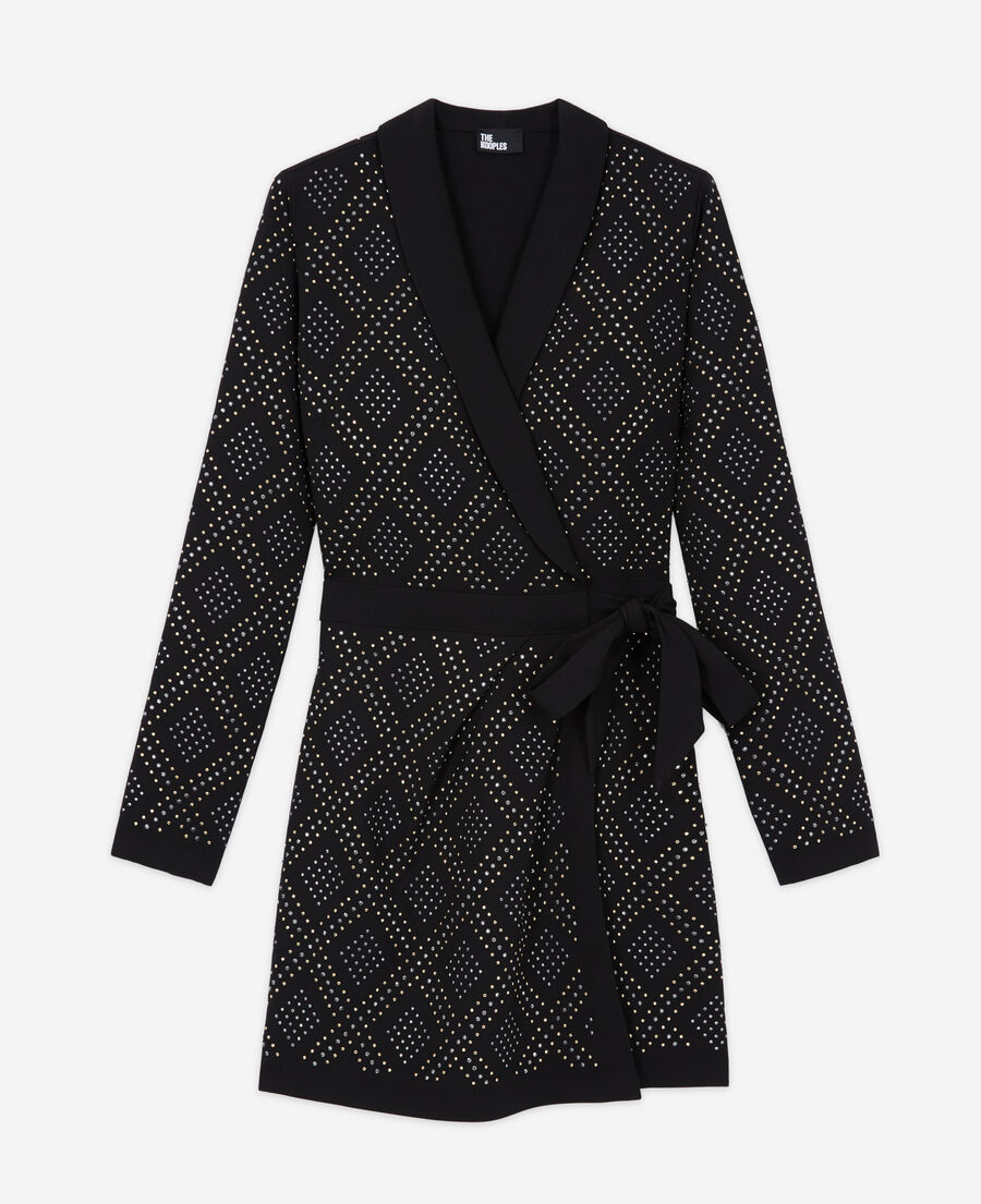 더 쿠플스 The Kooples Robe courte portefeuille noire,BLACK