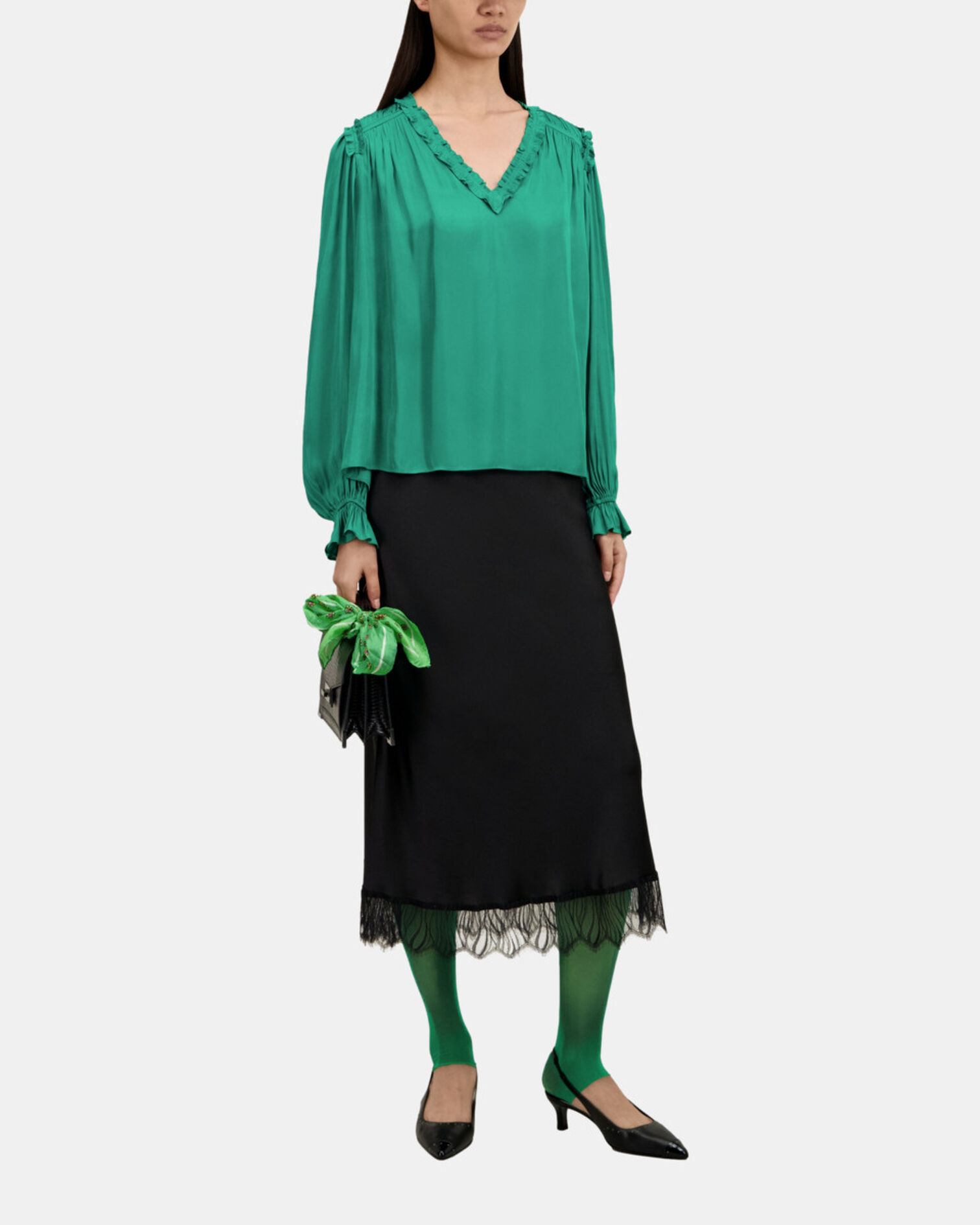 Top vert avec fronces, GREEN, hi-res image number null
