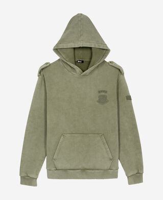 The Kooples MEN KAKI hooded sweatshirt with khaki patches