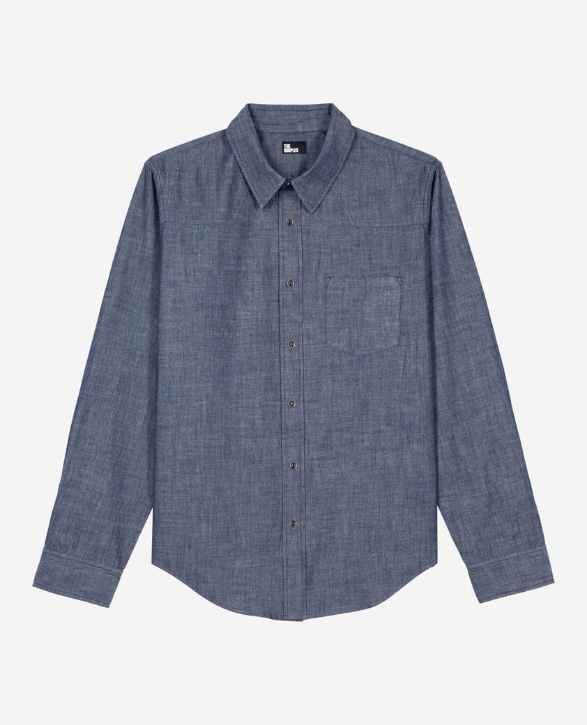 The Kooples HERREN BLUE ELECTRIC blaues hemd aus rohdenim