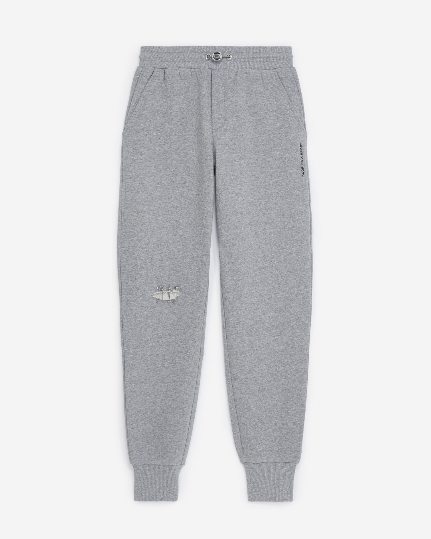 Gray joggers with pins, LIGHT GREY MELANGE, hi-res image number null